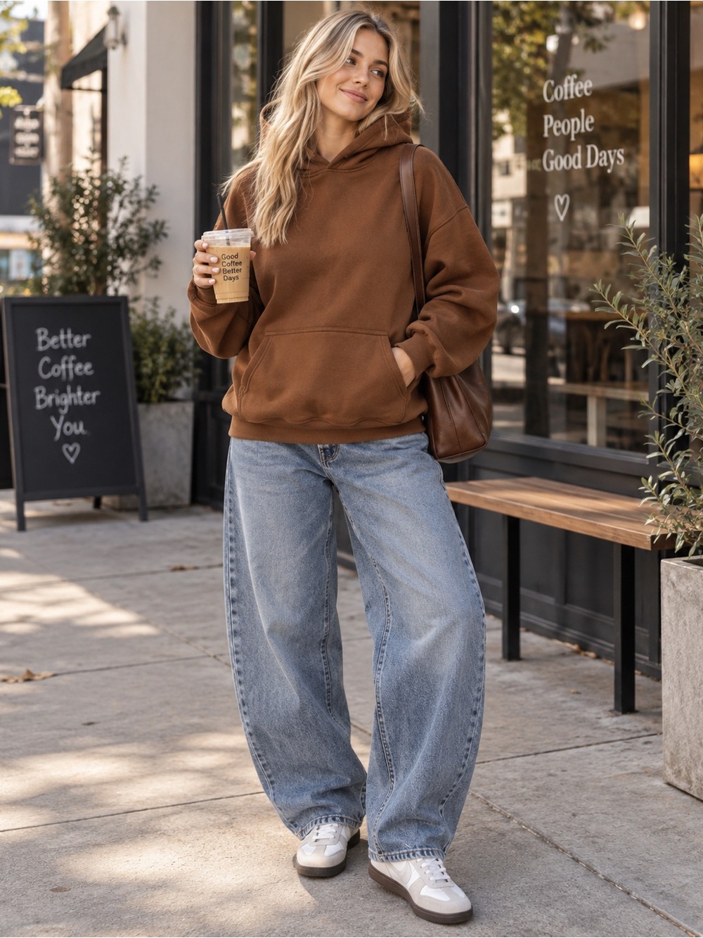 Trendy Queen Brown Oversized Hoodie NWT Size Medium Relaxed Fit Travel Comfort